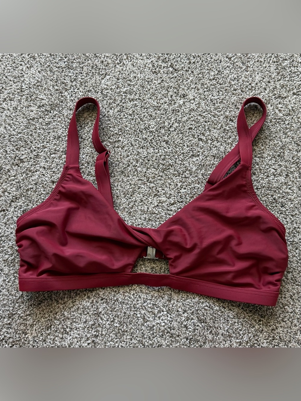 Cupshe Wine Red Twist Front Bikini Top 1X